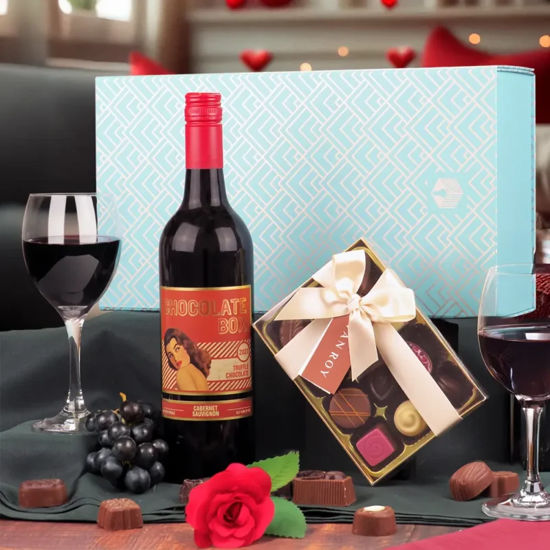 red wine and chocolates gift set