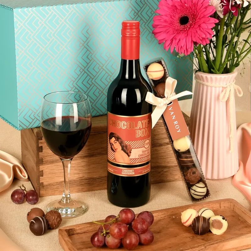 red wine and chocolates