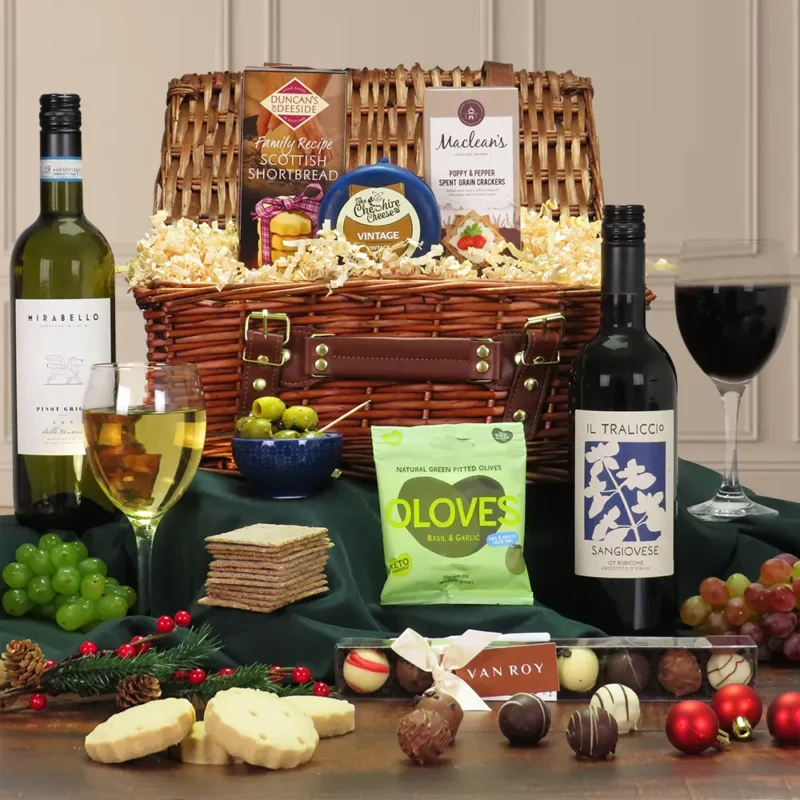 cheese and mixed wine hamper